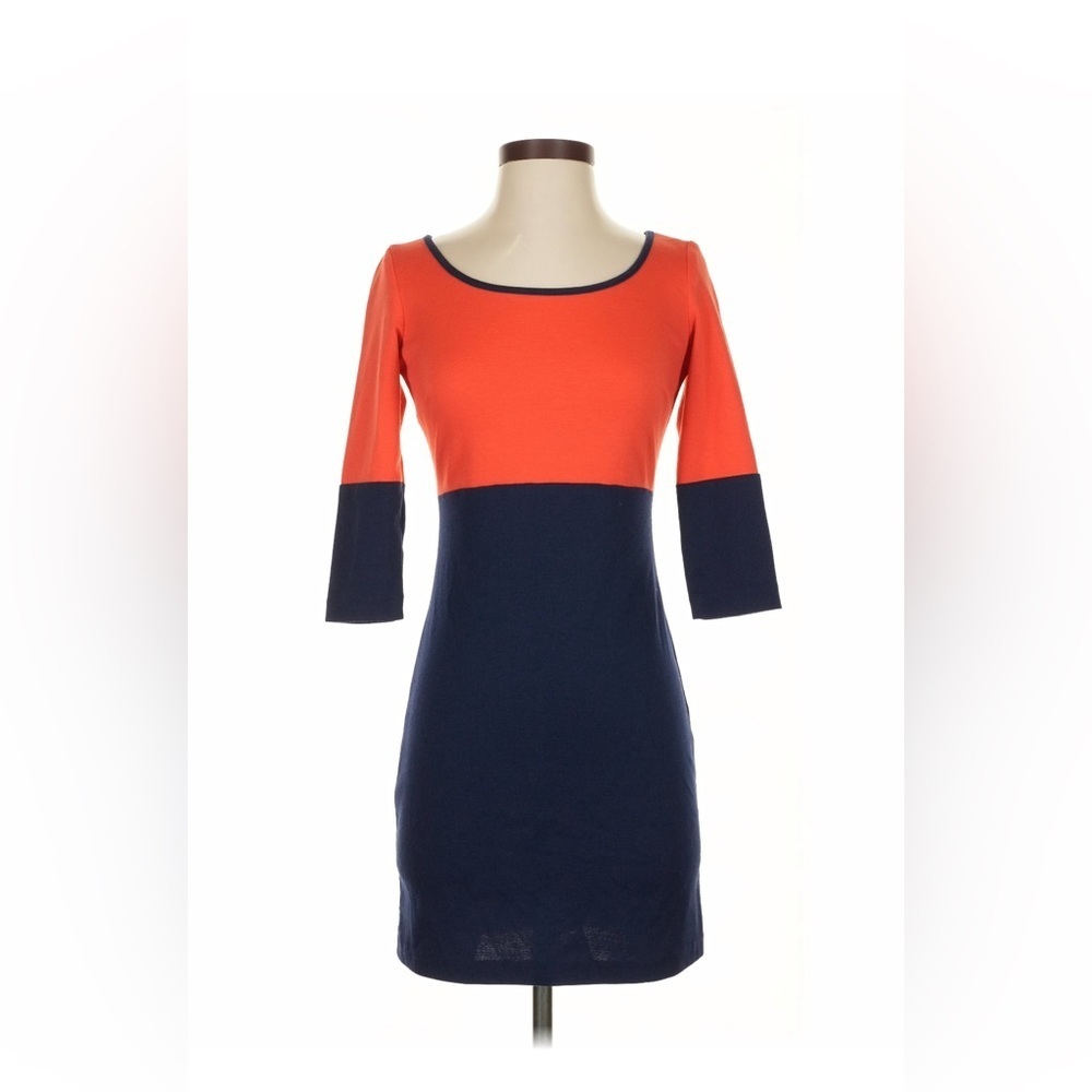 BB Dakota Two-Tone Mini Dress in Orange and Navy - small stain pictured